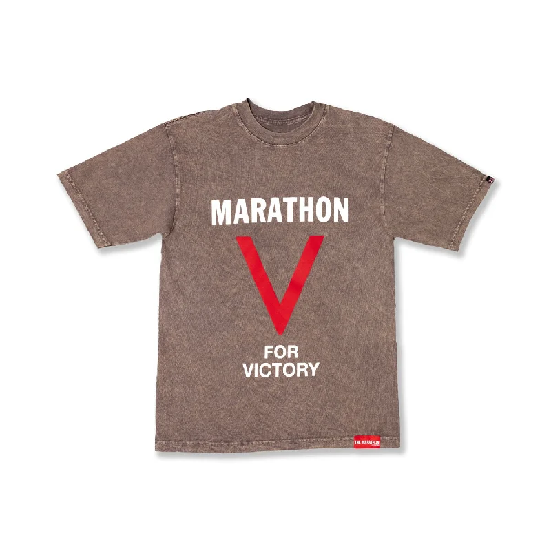 Marathon V For Victory T-Shirt - Washed Cocoa